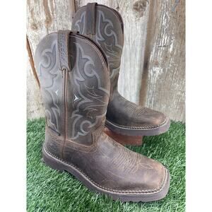 Justin Stampede Amarillo Western Brown Leather Work Boots Men's 8.5D